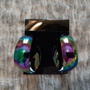 Vintage 80's black prism curlicue post earrings